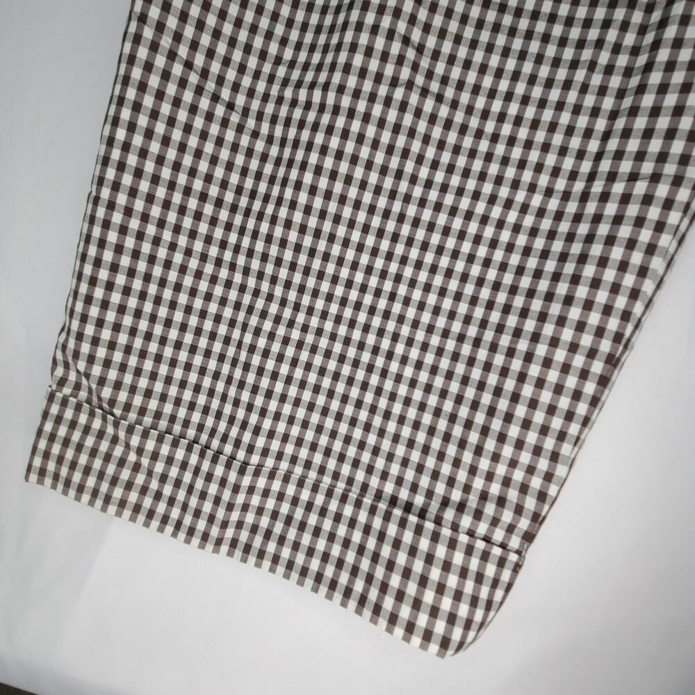 Talbots Hampshire Ankle Pants Brown White Gingham Check Cuff Silk Cotton 16 - Picture 7 of 12